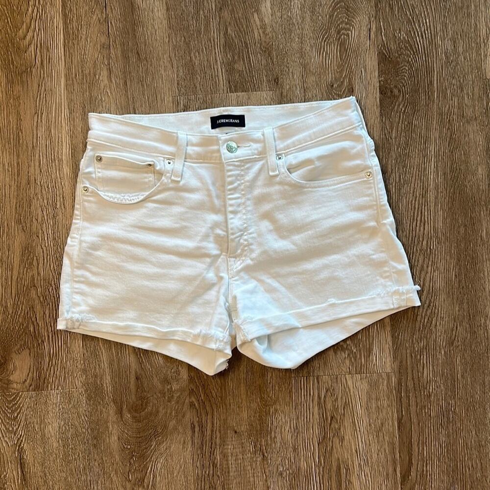 J.Crew Cuffed Denim Shorts White‎ Size 27 Raw Hem